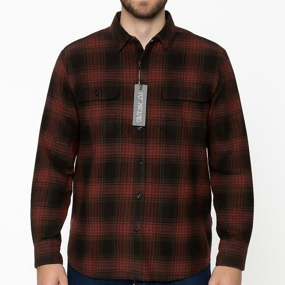 Burnside Men’s Plaid Flannel Shirt Crimson Red Size XL NWT Camping Grunge - Picture 1 of 13
